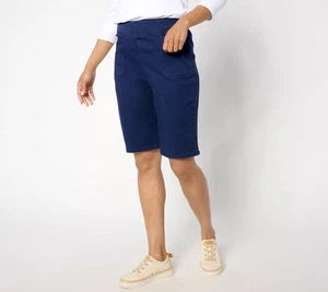 Denim & Co. Regular "How Timeless" Bermuda Short Navy S New - Picture 1 of 1