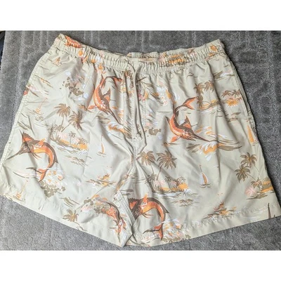 Bañador náutico Islander para hombre 2XL forro de malla con cordón peces marlín barcos Foto 1 de 4