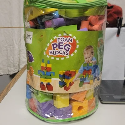 Bee Happy Foam Peg Blocks 100 Pieces Clear Bag-NEW - Image 1 of 4
