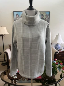 Neu ohne Etikett J. Crew grau & weiß Activewear Fleece Top Gr. L kuschelig innen Fleece - Bild 1 von 5