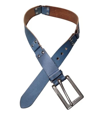 Linea Pelle Blue Handmade Leather Belt BOHO Women Size M Medium  1.75" - Image 1 of 4