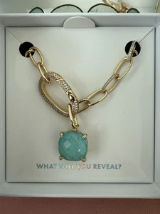 Bomb Party MHA necklace Your Heart Knows The Way Aquamarine To Rubellite On Gold - Picture 1 of 3