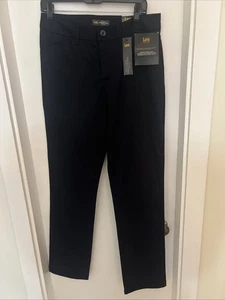 Neu mit Etikett Lee faltenfreie Damenhose Größe 8 lang schwarz gerades Bein Baumwollmischung - Bild 1 von 5