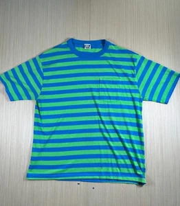 Vintage Urban Works T-Shirt Mens XL Blue Green Striped Cotton Single Stitch Y2K - Picture 1 of 8