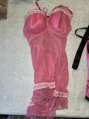 Women’s Sexy Rave Outfits Pink Black Corsets/ Teddy - Image 1 of 4