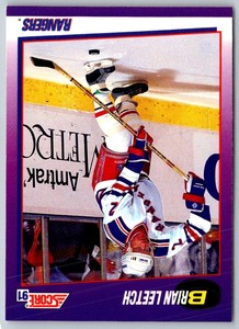 1991 Score American Brian Leetch #5 New York Rangers Hockey Card