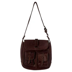 Men's FRYE Brown Leather Messenger Sadde Bag Travel Carry On - Preowned - Picture 1 of 6