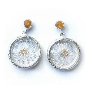 MICHAEL VINCENT MICHAUD CRYSTAL WHITE WITH AMBER EARRINGS #1260 - Picture 1 of 2