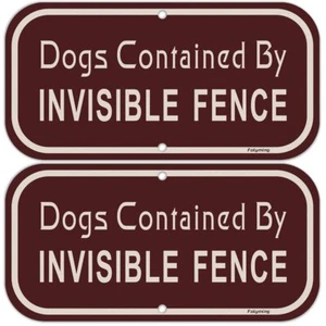 2 Pack Dogs Contained by Invisible Fence Signs 12 x 6 Inches Dog Warning Yard... - Picture 1 of 7