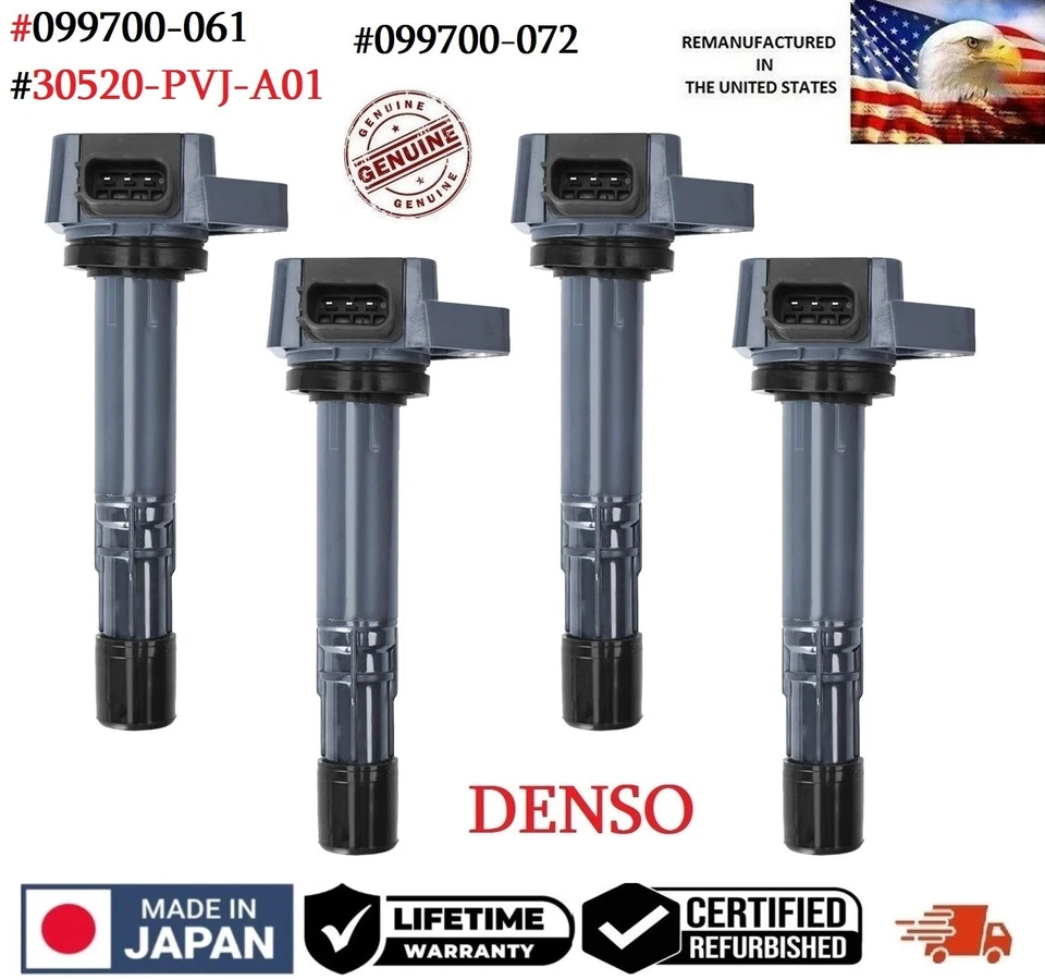 ✅OEM DENSO 4x Bobinas de Encendido 1999-2011 HONDA & ACURA 1.7L 3.0L 3.2L 3.5L 3.7L Foto 1 de 1