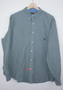 Chaps Mens Shirt Green Gingham Check Cotton XXL 2XL Button Down Long Sleeve - Picture 1 of 9