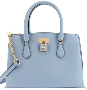 🌞MICHAEL KORS RUBY PALE BLUE GOLD SAFFIANO LEATHER MEDIUM SATCHEL BAG🌺NWT! - Picture 1 of 14