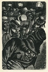 Edgar Allan Poe THE MAN OF THE CROWD illustration art by Fritz Eichenberg - Picture 1 of 4
