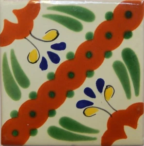 Mexican Tile Talavera Tiles High-Quality Hand Painted Flower Tile T-16 - Picture 1 of 2