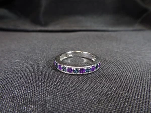 0.90 ct Natural Purple Amethyst & London Blue Topaz Solid Sterling Silver Ring - Picture 1 of 17