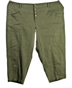 NUEVO CON ETIQUETAS Knox Rosa Verde Talla Grande 3X Denim Recortado Botón Mosca Elástico Cintura - Imagen 1 de 3