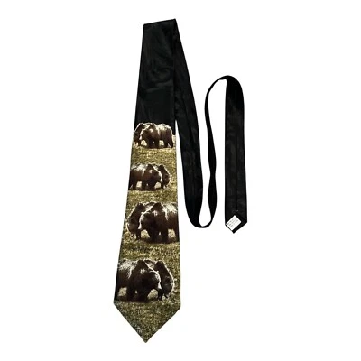 Corbata Fratello Novedad - Estampado Oso Pardo - 58 x 4" - Poliéster - Hecha en Corea Foto 1 de 4