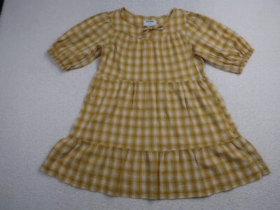 Antiguo Pullover Tejido Manga Globo A Cuadros Amarillo Vestido Sol Niña Azul Marino Talla Grande Foto 1 de 4