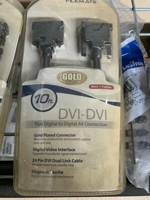 Gold Plated DVI-D M/M DVI Male to DVI Male Digital Dual Link Cable 10FT Black - Image 1 of 2