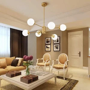 Lanmate 6-Light Gold Sputnik Chandelier Modern Globe Sputnik Ceiling Light - Picture 1 of 7