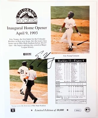 Foto autografiada de Eric Young de los Colorado Rockies 8x10 certificado de autenticidad JSA Foto 1 de 3