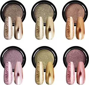 Juego Polvos Uñas Cromados 6 Farben Polvo Uñas Con Efecto Espejo Metálico - Bild 1 von 13