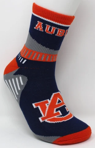 Auburn Tigers NCAA Navy Orange Gray Deuce Adult 1/4 Quarter Socks *Large Cover