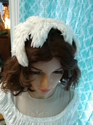 Sombrero de boda/novia/fiesta Art Deco glamour plumas y perlas años 20-30  Foto 1 de 4
