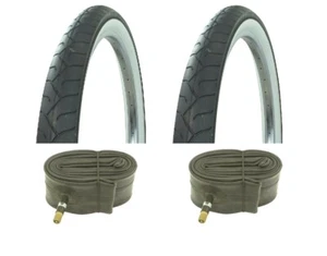 PAIR of  24" x 3.0 FAT Bicycle Tires Tubes White Wall Cruiser Chopper E-Bikes - Picture 1 of 2