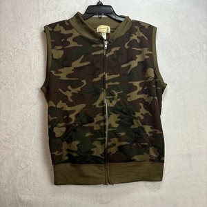 Vintage Sears Fieldmaster Vest Mens Medium Green Woodland Camo Zip Up Made USA - Picture 1 of 8