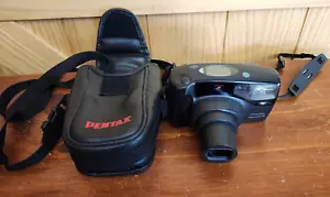 Pentax Zoom 105-R 35mm Point & Shoot Compact Film Camera W/Case Tested Black - Foto 1 di 9