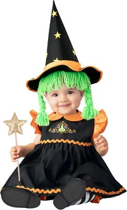 Wee Witch Black Orange Child Toddler Baby Infant Girls Costume NEW Dress Hat - Picture 1 of 2