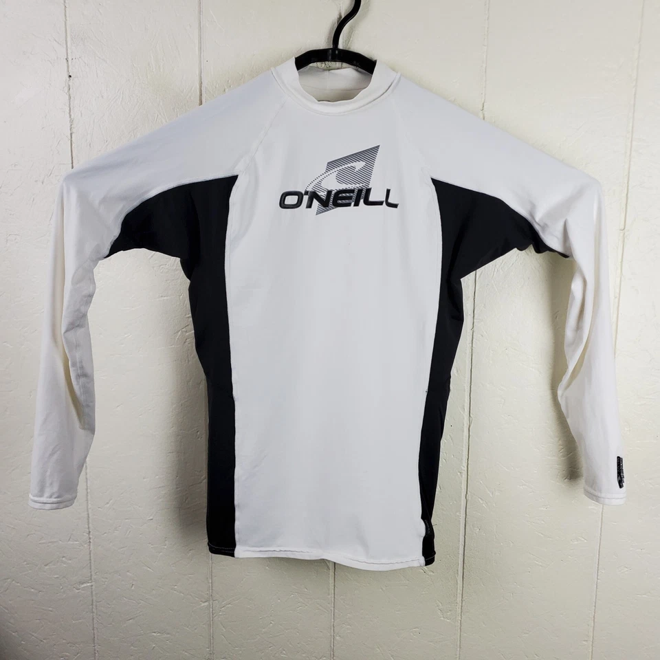 O'neill Rash Guard Niños 2XL Blanco Negro Cuello Alto Manga Larga Gráfico Elastizado Foto 1 de 4