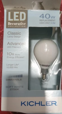 Kichler Frosted Globe 40w Equivalent 4w Dimmable Vintage LED Decorative Bulb - Image 1 of 4