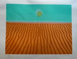BARBARA BRASH AUSTRALIAN SCREENPRINT "DESERT WITH MOONRISE" 1986 - Picture 1 of 8