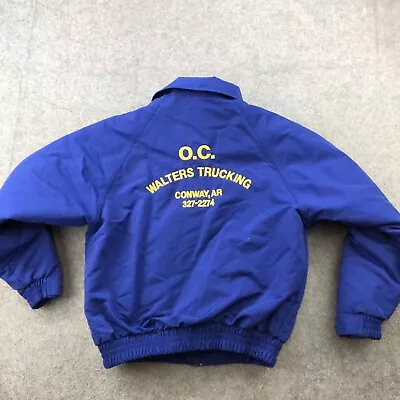 VTG Carhartt Jacket Men Medium Blue Windbreaker Fleece Lined Bomber Embroidered - Image 1 of 4