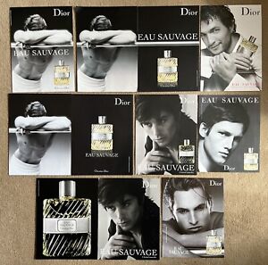 8x Christian Dior Eau Sauvage perfume ads 2000s Alain Delon magazine clippings