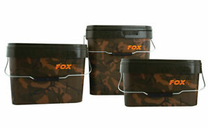 New Fox Camo Heavy Duty Square Bucket Storage - 5L 10L 17L or tray -  Fishing