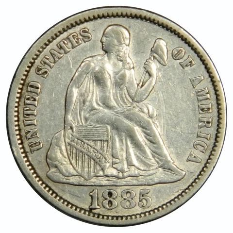 1885 SEATED LIBERTY DIME ~ CHOICE AU/BU ABOUT UNCIRCULATED! Cover