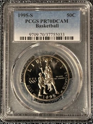 1995-S Basketball Olympic Commemorative Half PR70DCAM PCGS Proof 70 Deep Cameo - Image 1 of 4