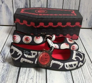 Dark Chocolate Design "Spooky Toys" Mary Jane Flat Shoes Halloween Pumps UK 10 - Picture 1 of 9