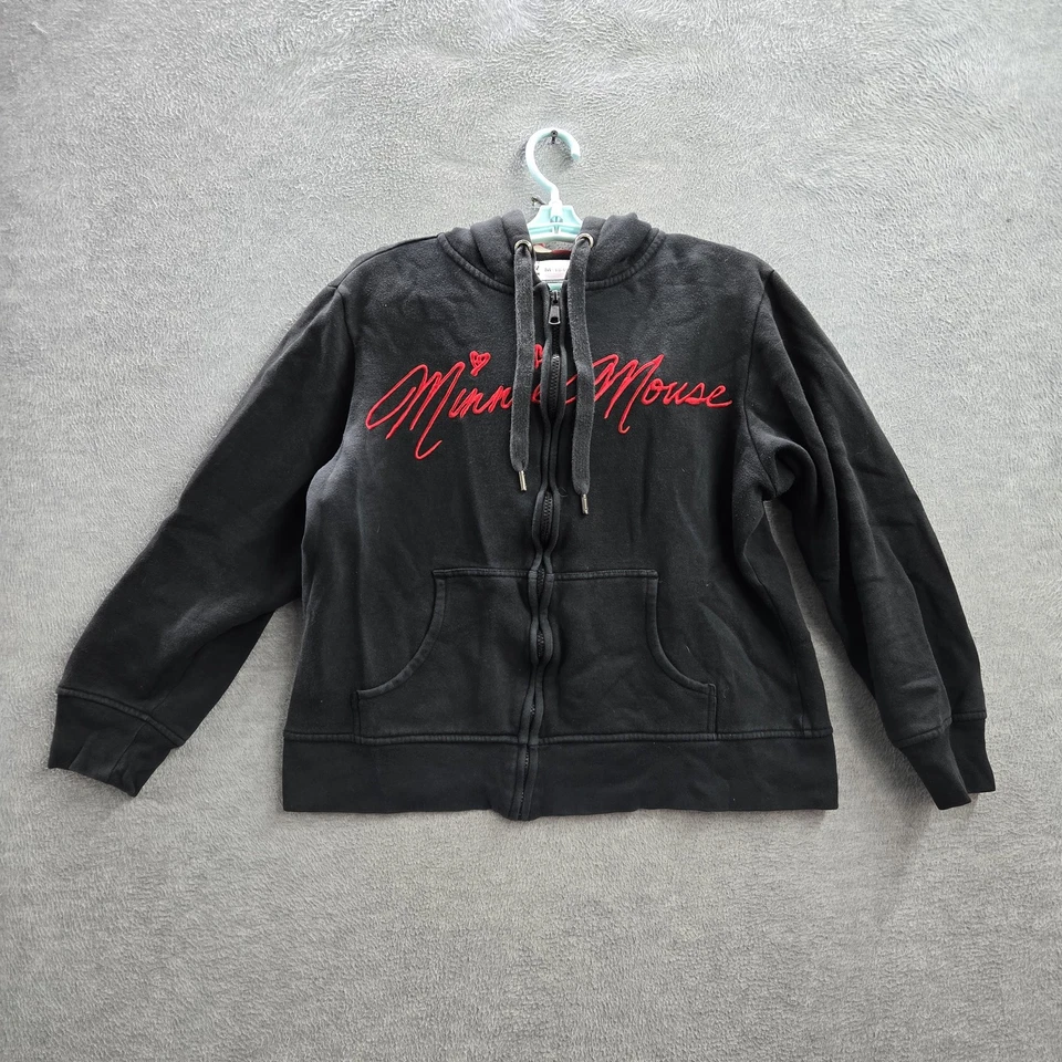 Disney Parks Women Hoodie XL Black Minnie Mouse Embroidery Polka Dot - Image 1 of 4