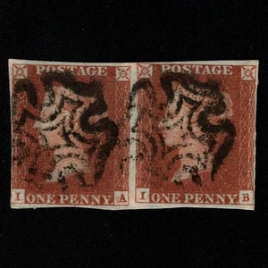 SG8 (BS20) 1d Red Imperf Plate 31 - Pair IA-IB - Alm. 4 Rand - gut - Bild 1 von 2