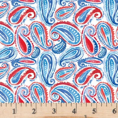 Lucky Stars Paisley 3903-01 Patriótico Rojo Blanco Azul Media Yarda Cortes Continuos Foto 1 de 2