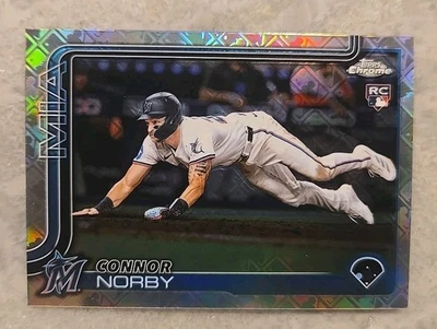 Connor Norby Image Variation Rookie SP 2025 Topps Chrome Logofractor 199 Marlins - Image 1 of 2