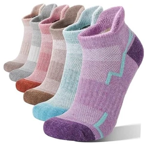 6 Paar Merinowolle Knöchel Wandern Lauf Socken groß hell gemischte Farben - Bild 1 von 7