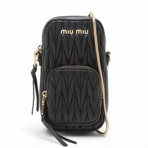Miu Miu Matelassé Leather Shoulder pouch Black 5BP066 - Picture 1 of 9