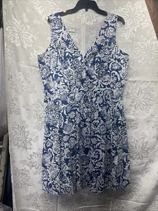 Van Heusen Size 18 Blue And White Floral, Fit And Flare Dress - Picture 1 of 8