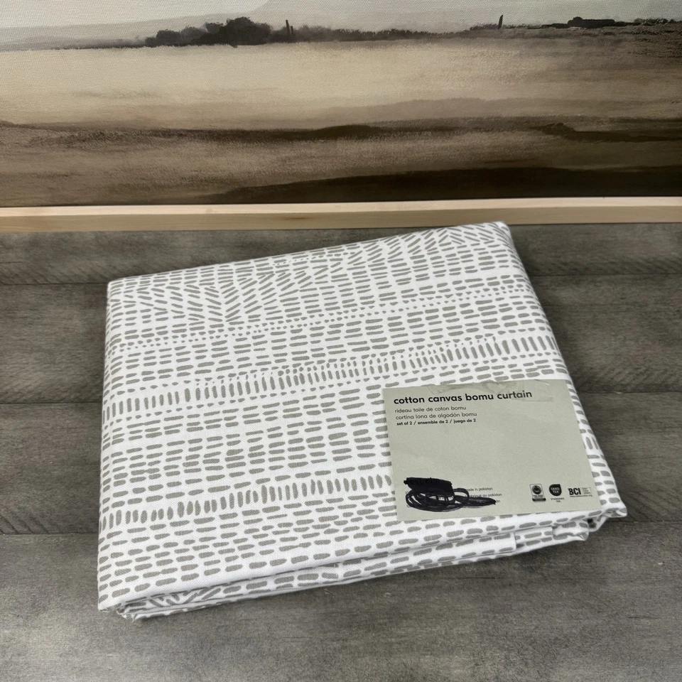 West Elm Cotton Canvas Bomu Curtain Drape 48”x108” Unlined Stone Gray OB - Image 1 of 4