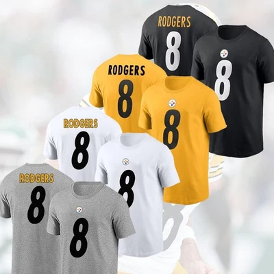 Aaron Rodgers #8 Pittsburgh Steelers Team 2025 nombre y número regalo para fanáticos Foto 1 de 4